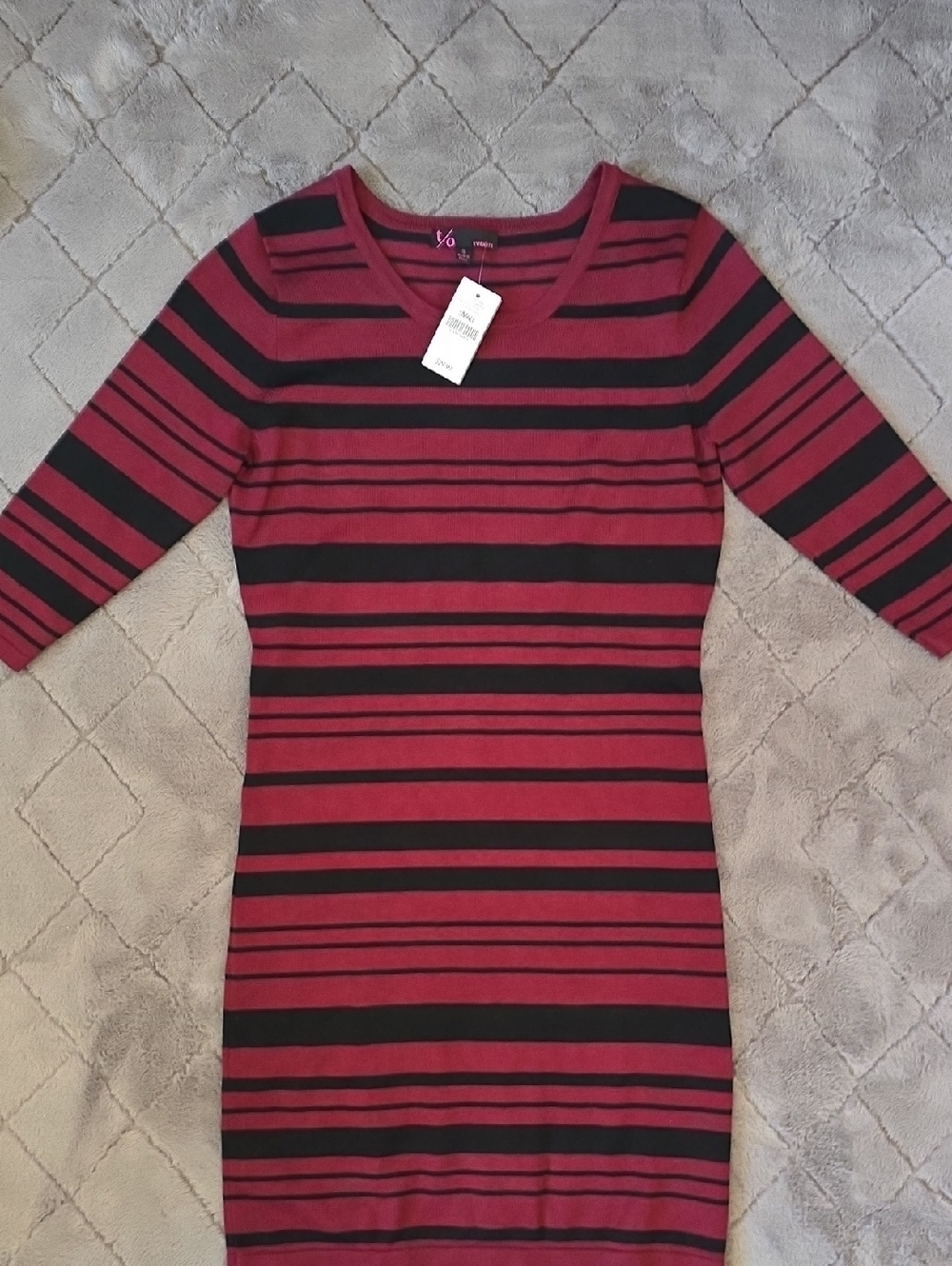 Wet Seal Striped Burgundy and Black Knit Women's Top/ Dress With Leggings